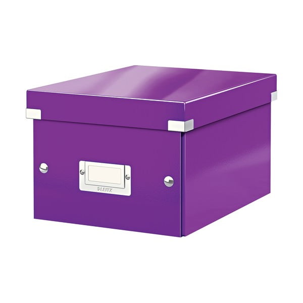 Vijolična kartonasta škatla za shranjevanje s pokrovom 22x28x16 cm Click&Store – Leitz