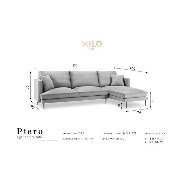 Bež kotna sedežna garnitura Milo Casa Piero, desni kot-image-2