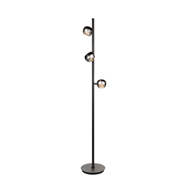 Črno-srebrna LED stoječa svetilka (višina 150 cm) Orbit – Trio Select-image-1