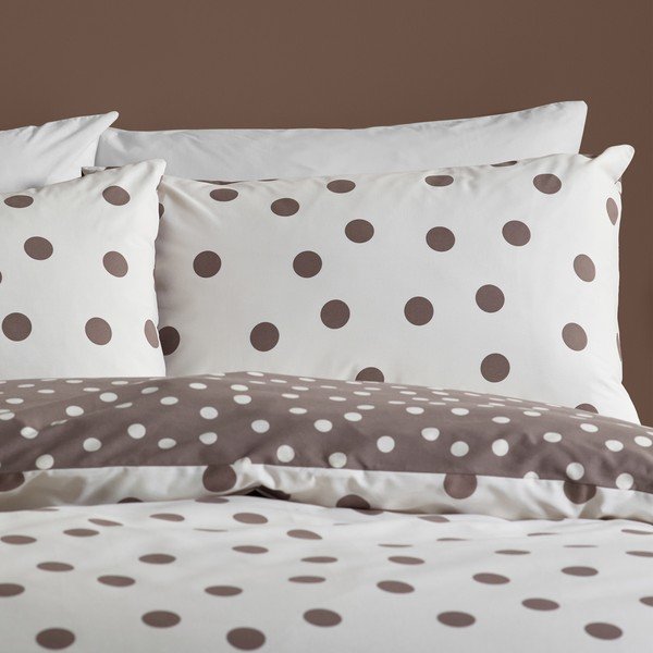 Bela/temno rjava posteljnina za zakonsko posteljo 200x200 cm Polka Dot – Catherine Lansfield-image-2