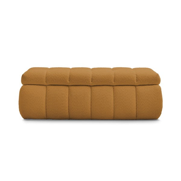 Gorčično rumena klop iz tkanine bouclé Mont Blanc – Bobochic Paris-image-4