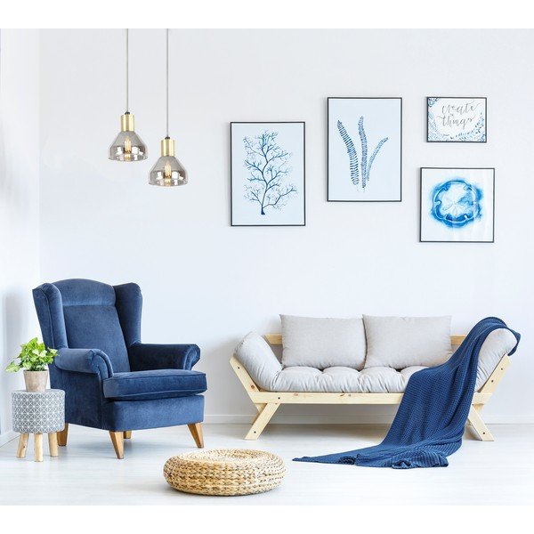 Svetlo vijolična/zlata viseča svetilka s steklenim senčilom Gregory – Candellux Lighting-image-1