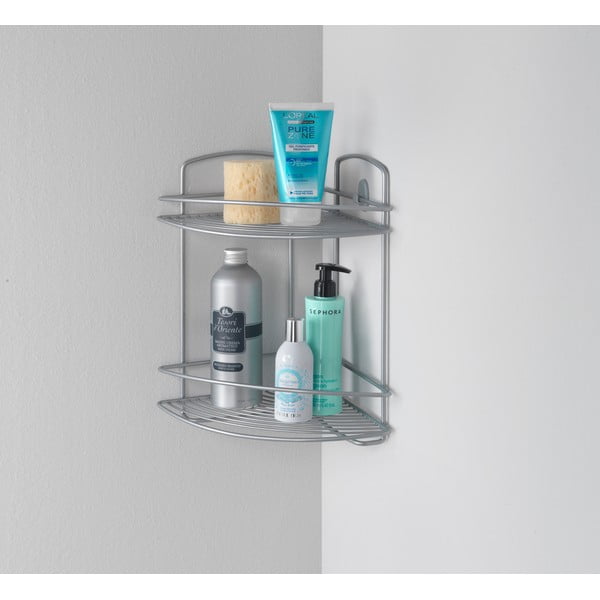 Jeklena stenska polica za kopalnico v srebrni barvi - Metaltex-image-1