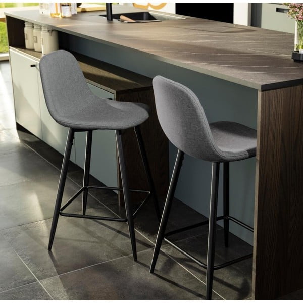 Svetlo sivi oblazinjeni barski stoli v kompletu 2 ks (višina sedeža 65 cm) Wilma – Actona-image-1