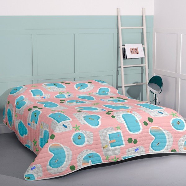 Modro/rožnato prešito pregrinjalo 260x260 cm Swimming pool – Aware