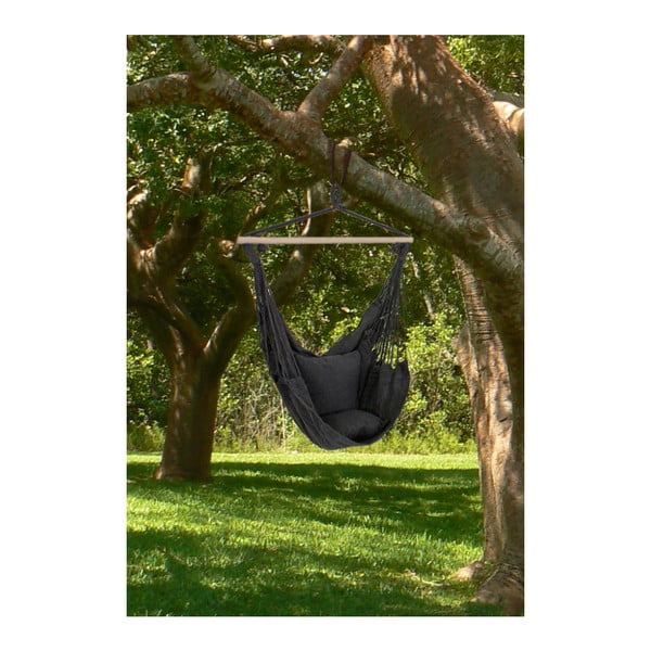 Črn oblazinjen viseči vrtni fotelj Tobago – Garden Pleasure-image-2