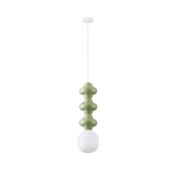 Bela/svetlo zelena keramična viseča svetilka s steklenim senčilom ø 18 cm Clio – Nova Luce
