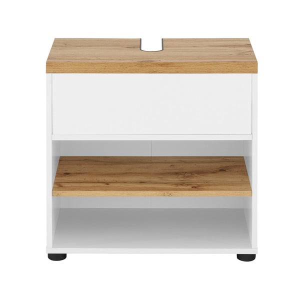 Bela omarica za pod umivalnik v hrastovem dekorju 60x57 cm Thessa – Støraa