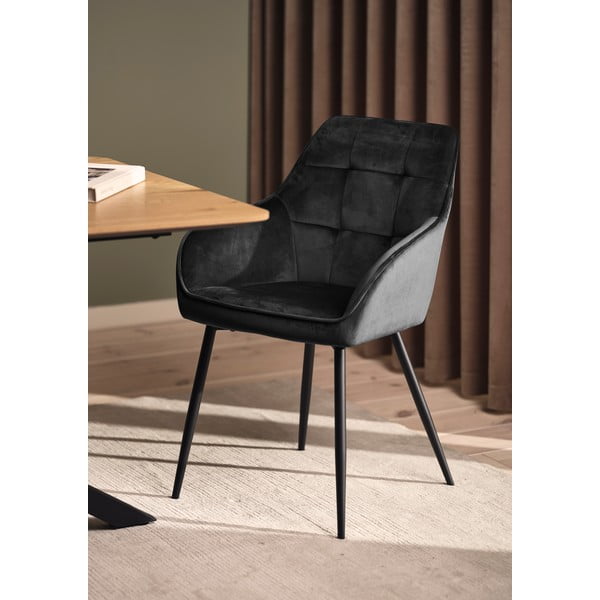 Sivi oblazinjeni jedilni stoli v kompletu z nasloni za roke 2 ks Nolan Square – Unique Furniture-image-1