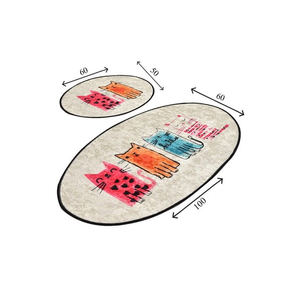 Svetlo rjave kopalniške preproge v kompletu 2 ks 60x100 cm Baby Cats – Foutastic-image-3