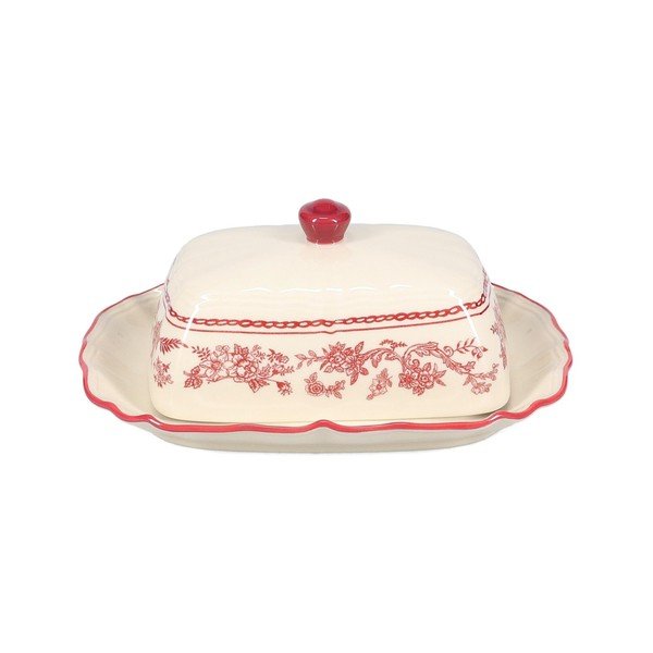 Bordo rdeča/slonokoščena porcelanasta posoda za maslo Cyril – S|P Collection