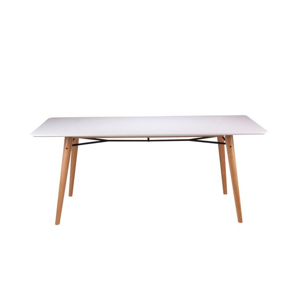 Bela jedilna miza z nogami iz svetlega gumijastega lesa sømcasa Irina, 180 x 90 cm-image-1
