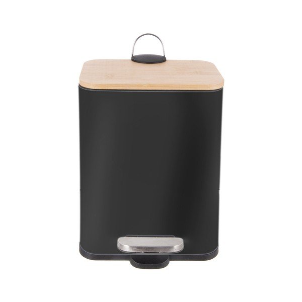 Črn koš za smeti s pedalom iz nerjavečega jekla 5 l Black – Orion-image-2