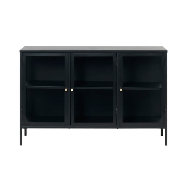 Črna kovinska vitrina 132x85 cm Carmel – Unique Furniture
