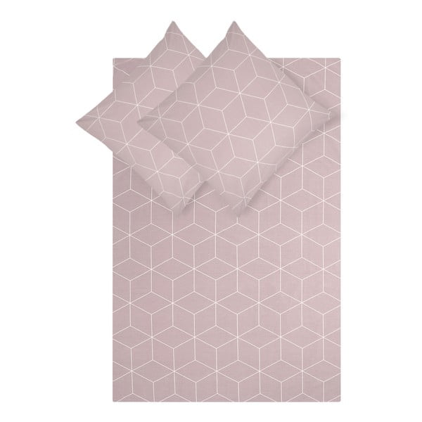 Rožnata bombažna posteljnina by46, 200 x 200 cm