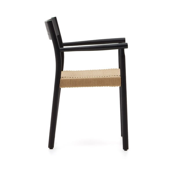 Črn/naraven jedilni stol iz masivnega hrasta Yalia – Kave Home-image-4