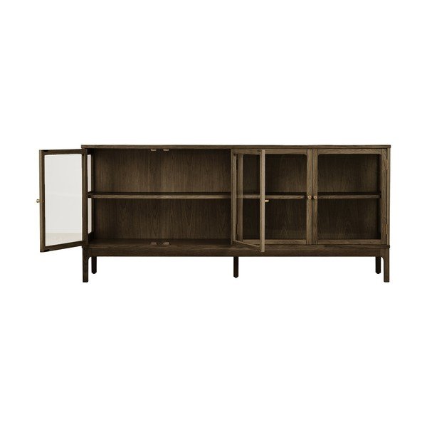 Temno rjava vitrina v hrastovem dekorju 180x80x40 cm Zamora – House Nordic-image-4