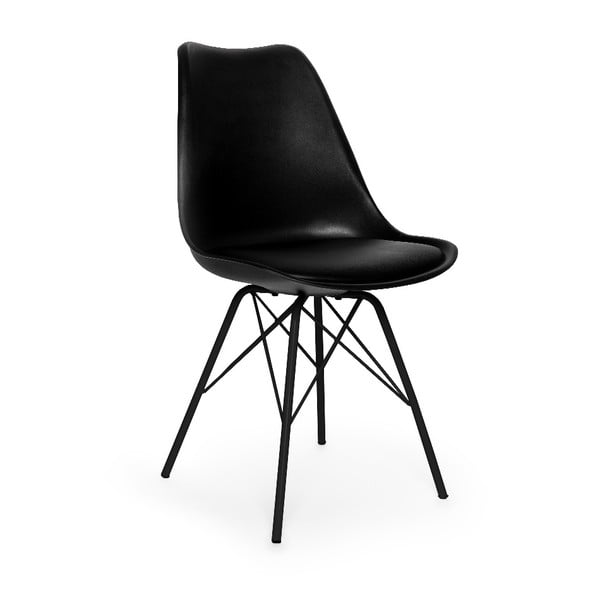 Komplet 2 črnih stolov s črnimi kovinskimi nogami Bonami Essentials Eco