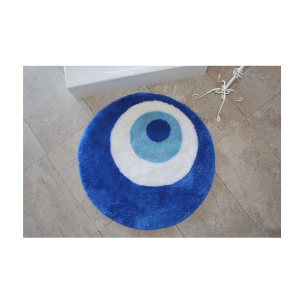 Okrogla modra kopalniška preproga Eye