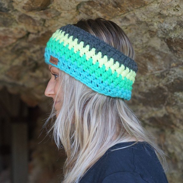 Ročno kvačkan naglavni trak DOKE Stripes Blue-image-2