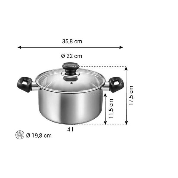 Lonec iz nerjavečega jekla s pokrovko za indukcijsko ploščo 4 l Brava – Tescoma-image-3