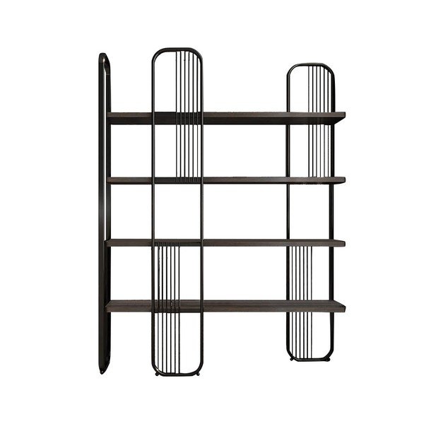 Črn regal v orehovem dekorju 125x180 cm Sierra – Kalune Design