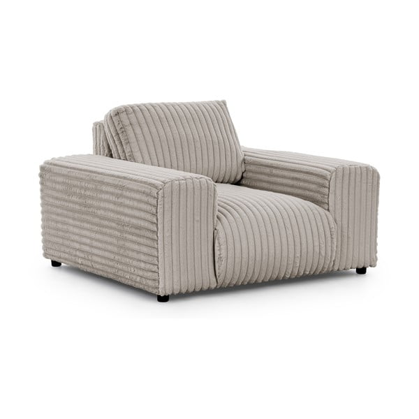 Svetlo siv fotelj iz rebrastega žameta Justin – Ropez