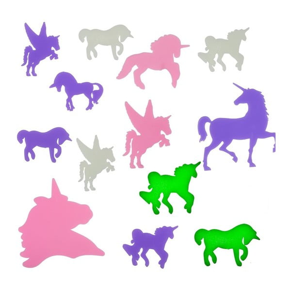 Komplet 14 fluorescenčnih nalepk InnovaGoods Unicorns