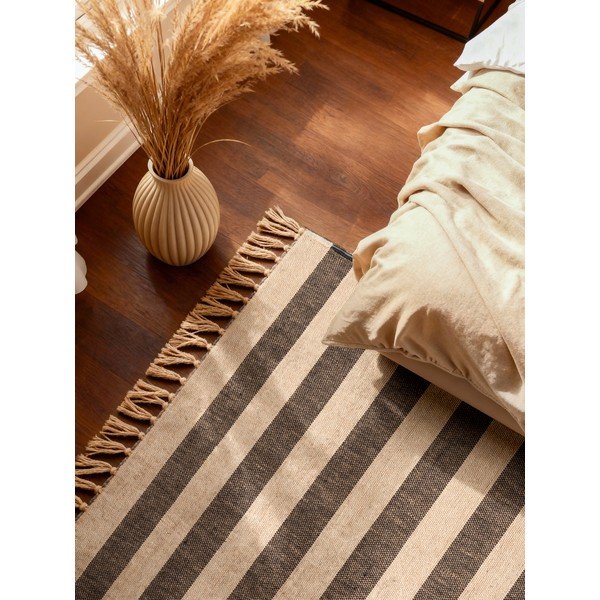 Črna/kremno bela ročno tkana preproga iz jute 160x230 cm Playa – Hanse Home-image-3