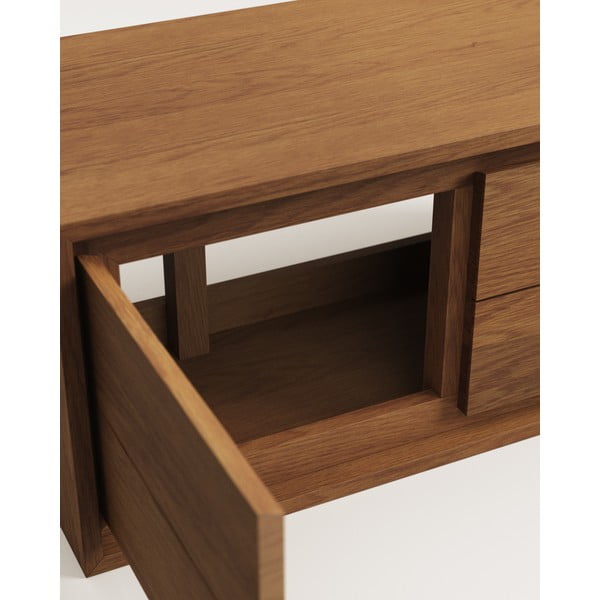 Temno rjava stenska omarica za pod umivalnik iz masivnega tika 90x40 cm Kenta – Kave Home-image-4