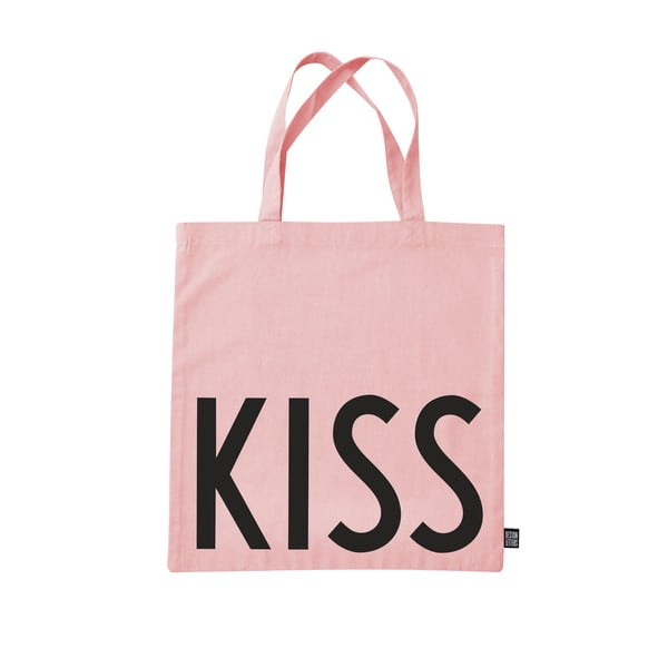 Rožnata platnena torba Design Letters Kiss