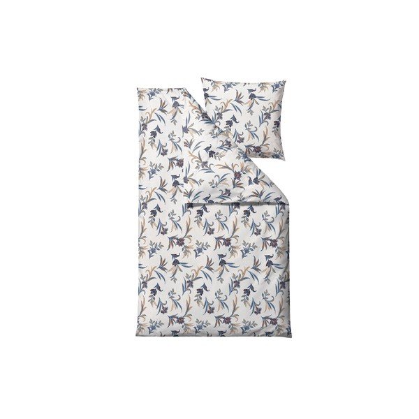 Modra/bež enojna podaljšana posteljnina iz bombažnega satena 140x220 cm Soft Tropic – Södahl-image-2