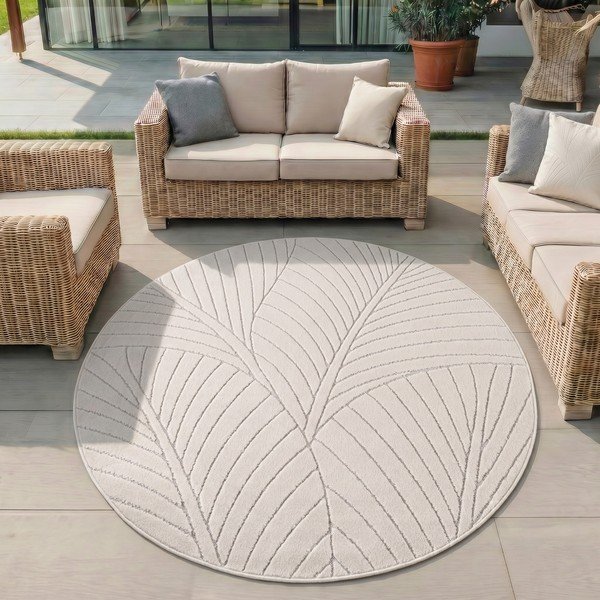 Kremno bela okrogla notranja in zunanja preproga ø 160 cm Nova 1203 – Ayyildiz Carpets-image-1