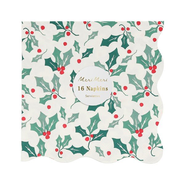 Papirnati prtički v kompletu 16 ks Holly Pattern – Meri Meri-image-2