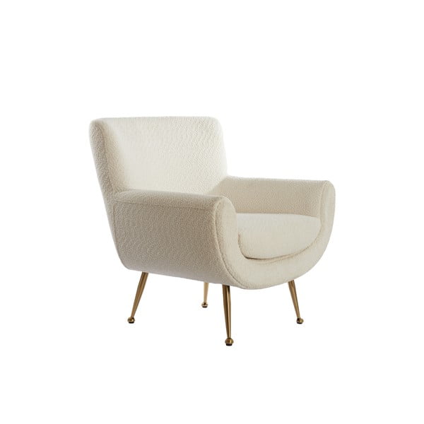 Kremno bel fotelj iz tkanine bouclé Vinstra – Light & Living