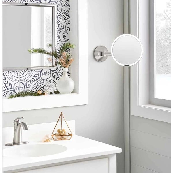Stensko/kozmetično ogledalo z lučjo/povečevalno (5x) ø 20 cm Sensor – simplehuman-image-1