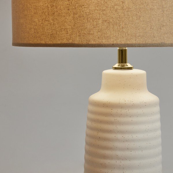 Bela namizna svetilka s tekstilnim senčnikom (višina 58 cm) Mijal - Kave Home-image-1