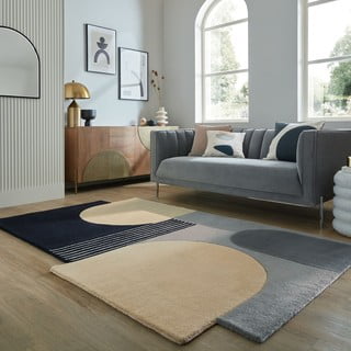 Črno-siva ročno tkana volnena preproga 200x290 cm Lozenge Monochrome – Flair Rugs