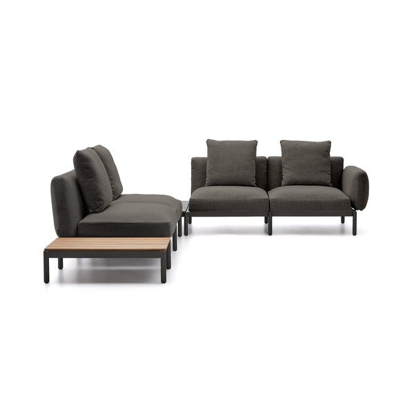 Temno siv oblazinjen vrtni kavč (v obliki črke L) Sorells – Kave Home-image-1