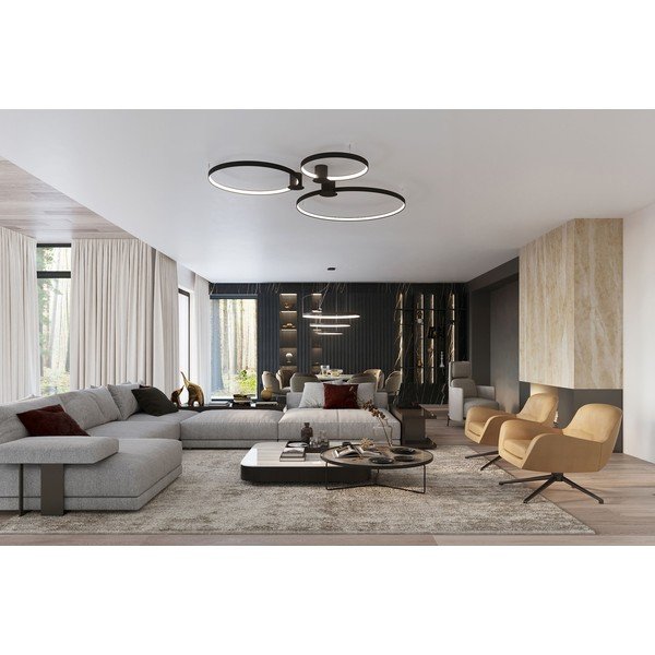 Črna aluminijasta LED viseča svetilka ø 78 cm RIO – Thoro-image-2