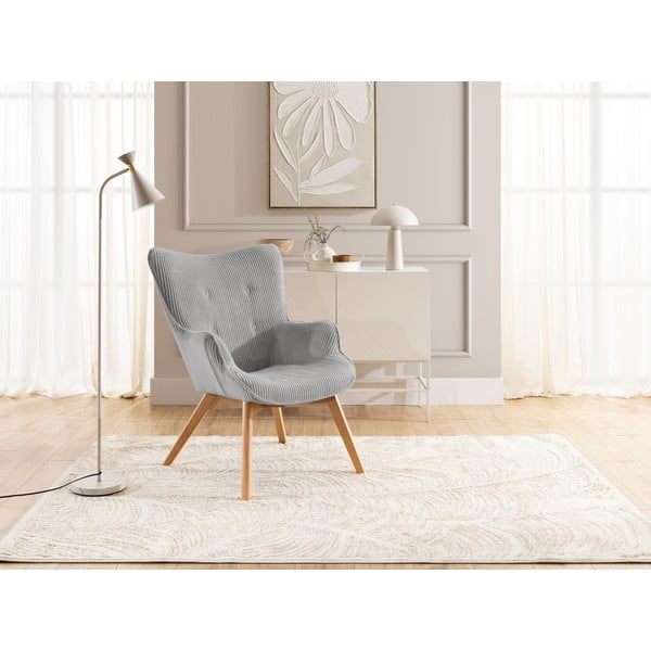 Siv fotelj iz rebrastega žameta Niko – Ropez-image-4