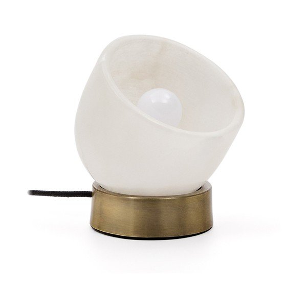 Kremno bela/medeninasta namizna svetilka (višina 17 cm) Shenli – Kave Home