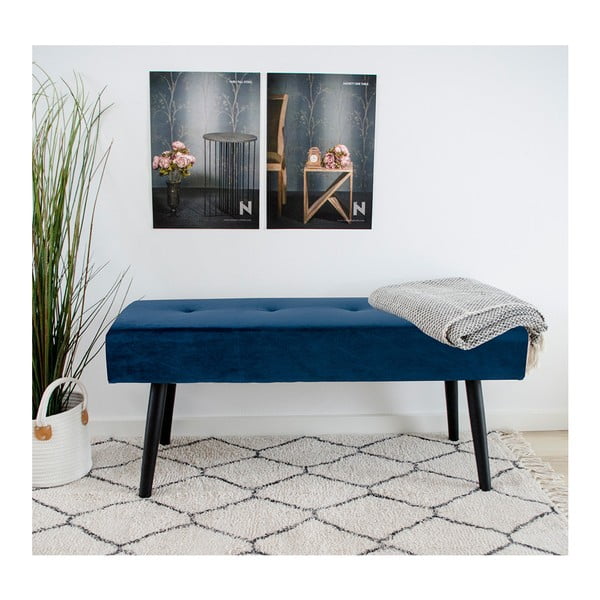 Modra žametna klop Bonami Essentials Skiby-image-1