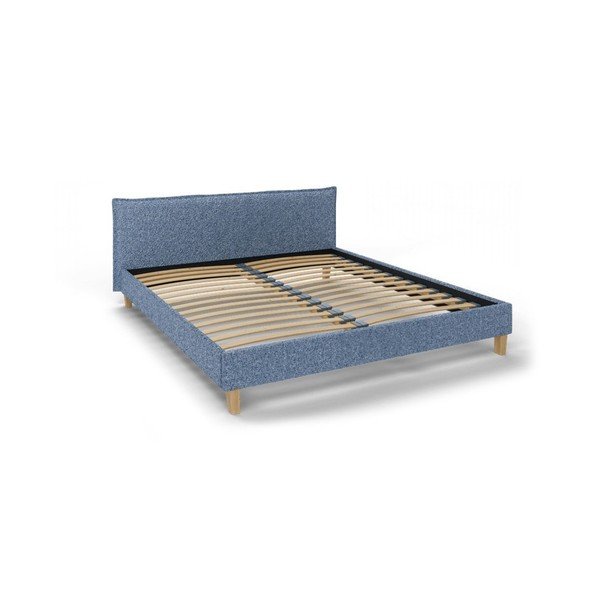 Modra oblazinjena zakonska postelja z letvenim dnom 160x200 cm Tina – Ropez