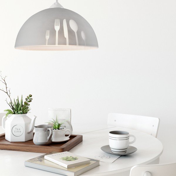 Siva viseča svetilka s steklenim senčilom ø 30 cm Apetite – LAMKUR-image-1