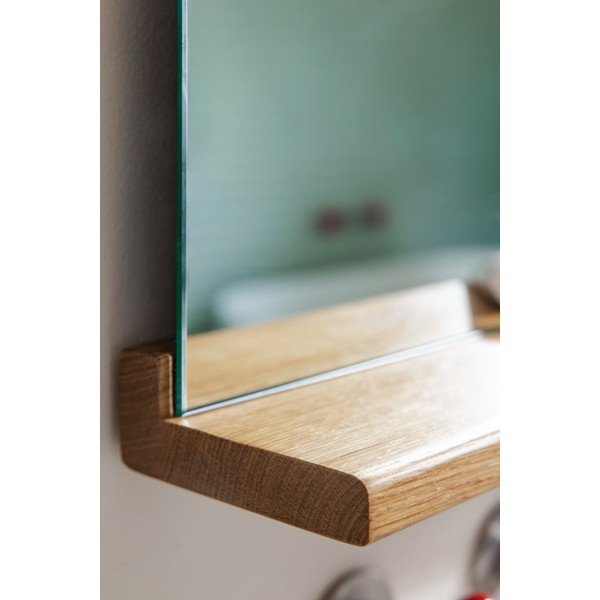 Stensko ogledalo s polico z lesenim okvirjem 50x75 cm Lun – noo.ma-image-4