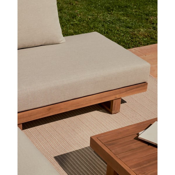 Kremno bela/naravna vrtna garnitura iz masivne akacije za 5 oseb Raco – Kave Home-image-4