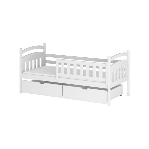 Bela otroška postelja iz borovega lesa s prostorom za shranjevanje 80x180 cm Terry - Lano Meble