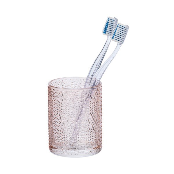 Svetlo rožnat steklen lonček za zobno ščetko Wenko Vetro-image-1