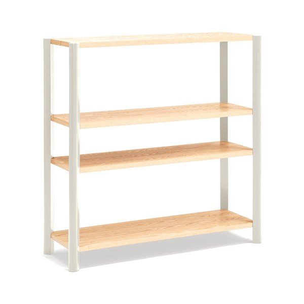 Regal v hrastovem dekorju v kremni in svetli naravni barvi 126x128x43 cm Bona – Teulat-image-2